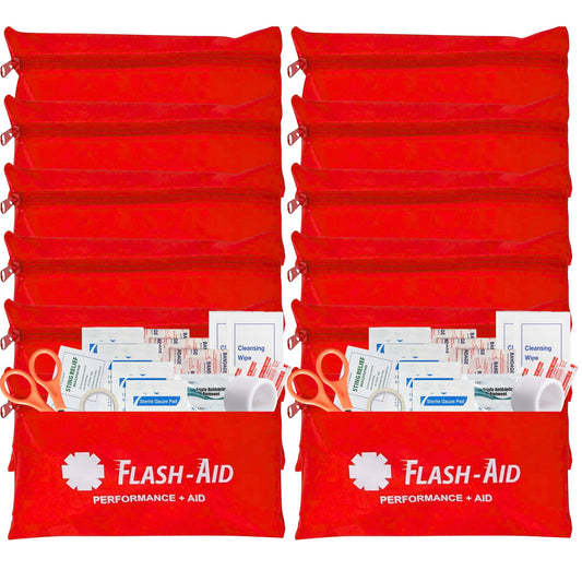 Flash-Aid mini first-aid kit opens to reveal essential supplies for quick care