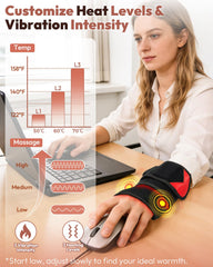 FLAZECON Wrist Wrap remote control view, easy heat and vibration customization