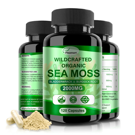 Fleamart Irish Sea Moss Capsules bottle with 120-count daily mineral support