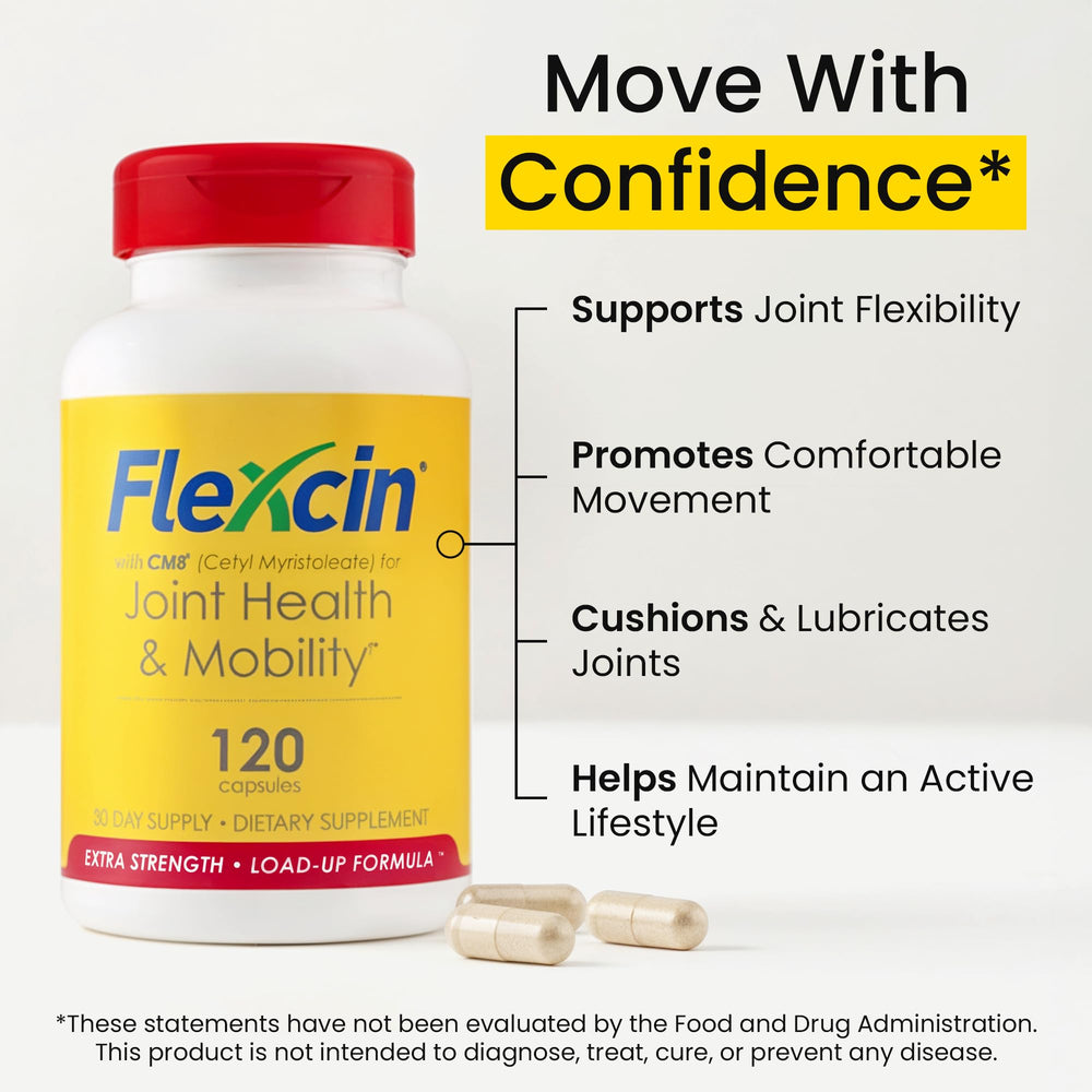 Flexcin hydrolyzed collagen type II ingredient highlighted for connective tissue.