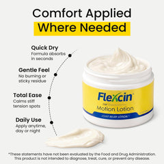Flexcin Motion Lotion on forearm demonstrating non-greasy finish