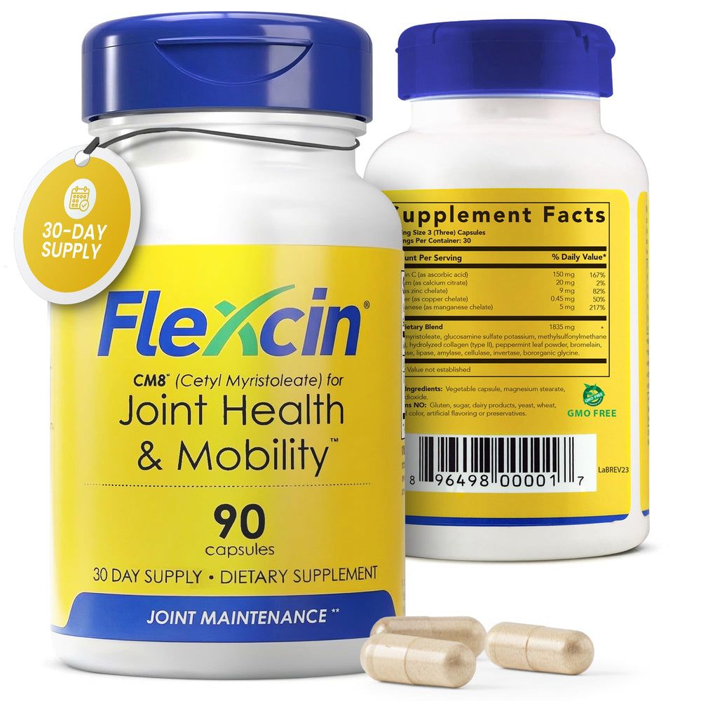Peppermint Leaf and Bromelain components visible in the Flexcin blend.