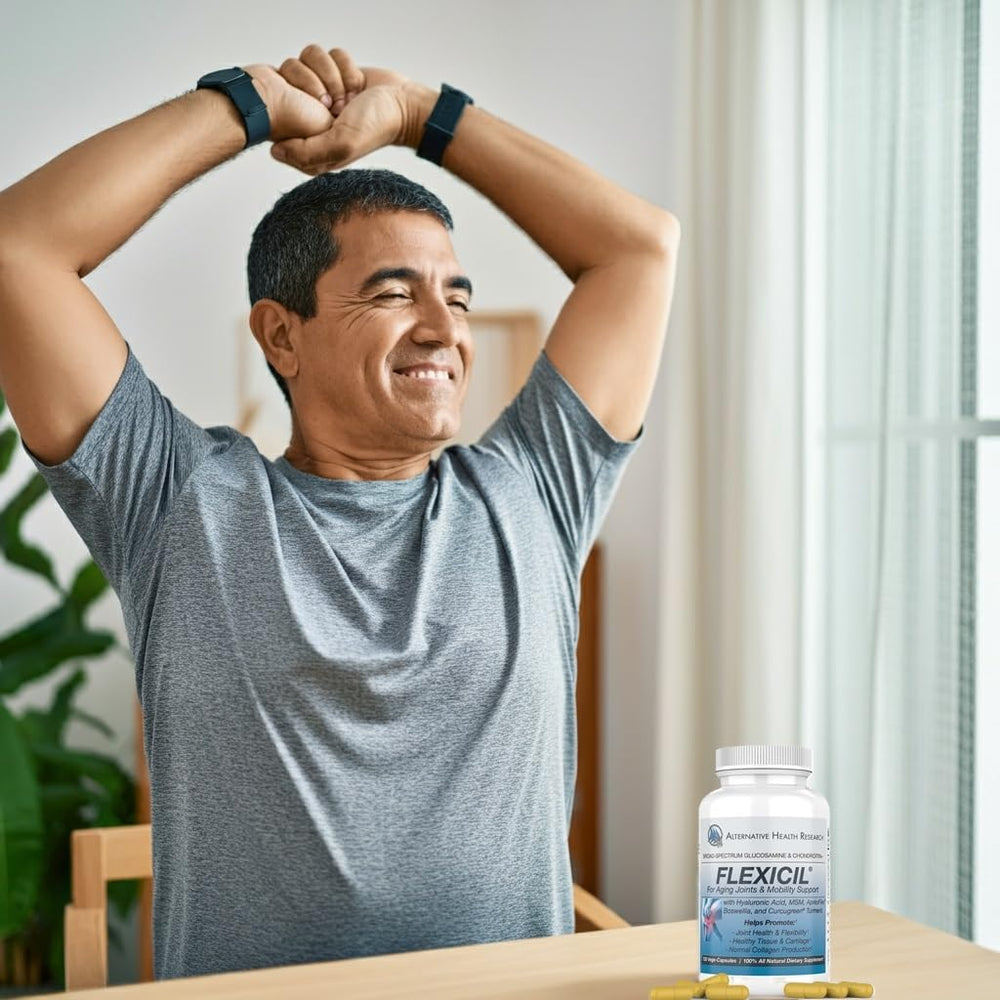 Flexicil ingredients panel highlighting bio-enhanced formula for absorption.