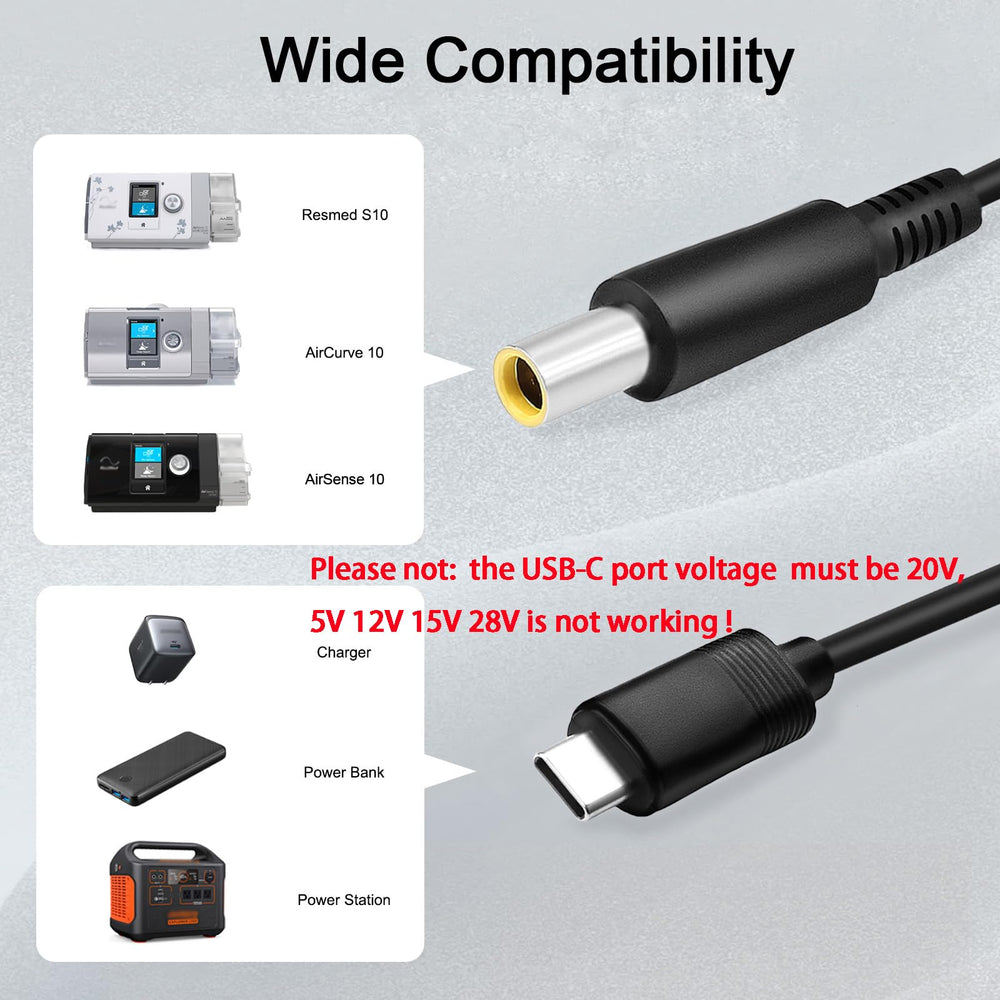FLGAN 20V PD to 24V DC cable enabling CPAP operation