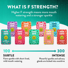 Flintts Mints Sparkling tingling close-up emphasizes hydration and refreshing mouthfeel.