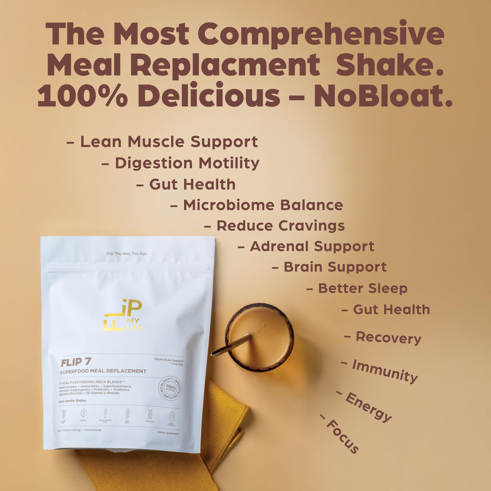 Vanilla Shake with almond milk featuring Flip My Life Flip 7 for keto-friendly nutrition.