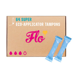Flo organic cotton tampons with a bio-plastic applicator for leak-proof protection