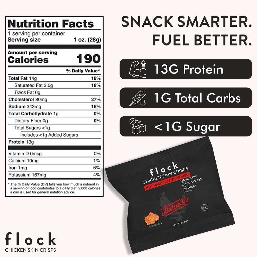 Flock Nashville Hot chips close-up, crispy texture for keto snacking