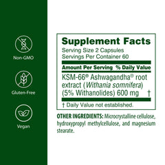 Close-up of Flora Ashwagandha KSM-66 capsules for daily calm.