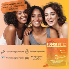 Flora Bites vegan gluten-free gummies—ingredient quality supporting feminine health.