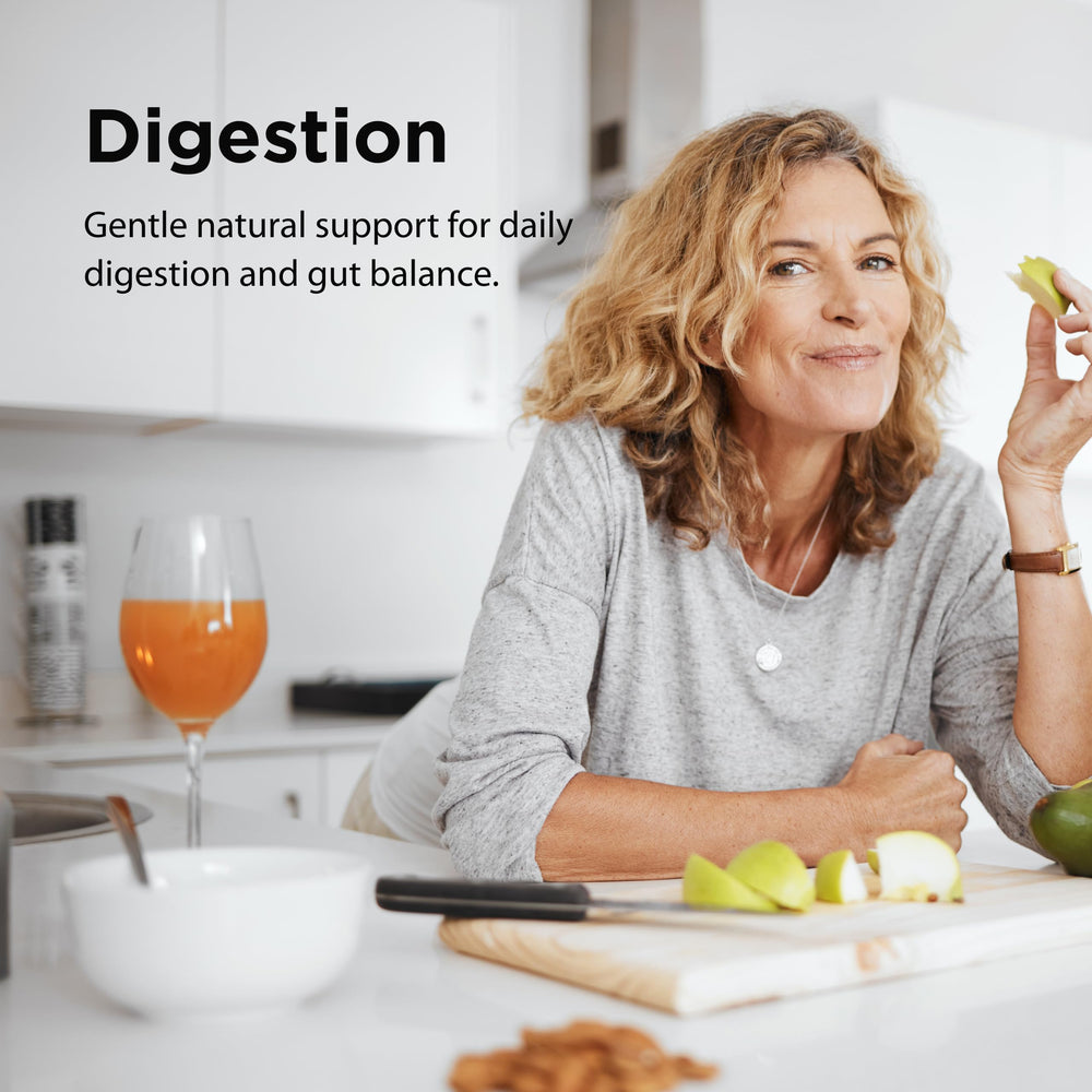 Flora Enzyme Blend capsules taken with a meal for convenient daily use