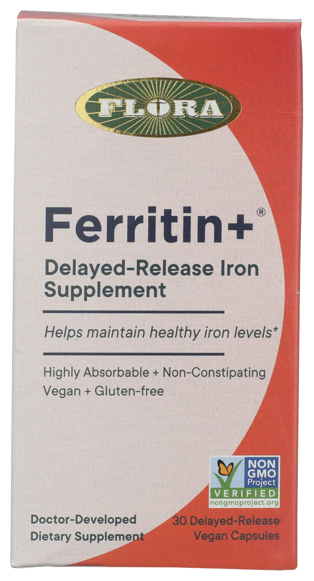 Flora Ferritin+ delayed-release capsules for steady iron support