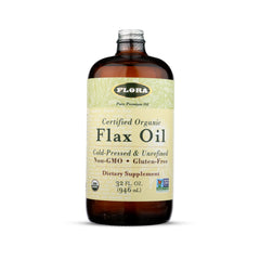 Flora Flax Oil cold-pressed bottle for daily wellness with omega fats