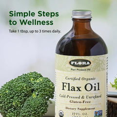 Flora Flax Seed Oil drizzled on salad for easy meal integration