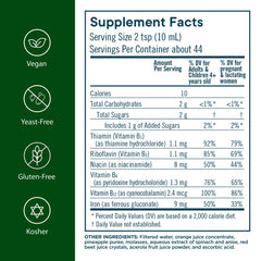 Flora Iron label close-up highlighting liquid iron for easy absorption.