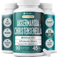 FloraBliss Christensenella Minuta bottle capsules support daily gut balance.