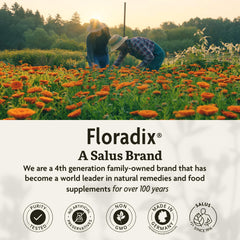 Floradix visual: 8.5 fl oz bottle designed for easy daily use