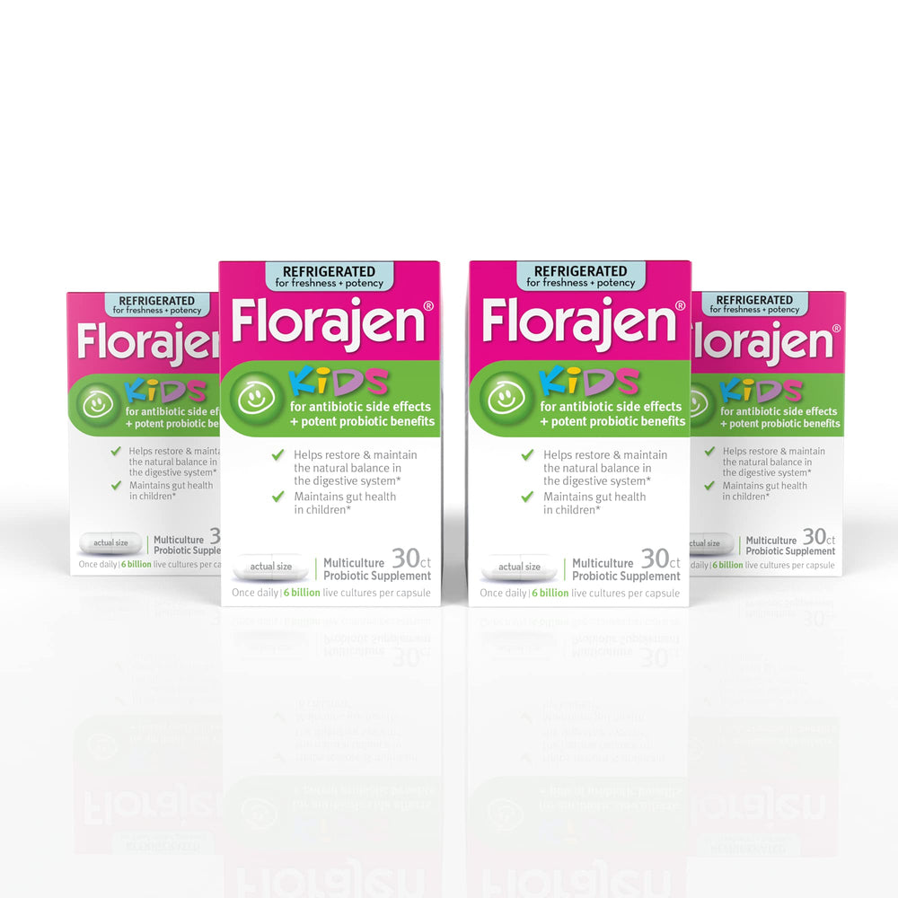 Florajen Kids Probiotics bottle for daily gut support in kids.