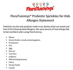 FloraTummys Probiotic Sprinkles Made in USA badge signals trusted production.