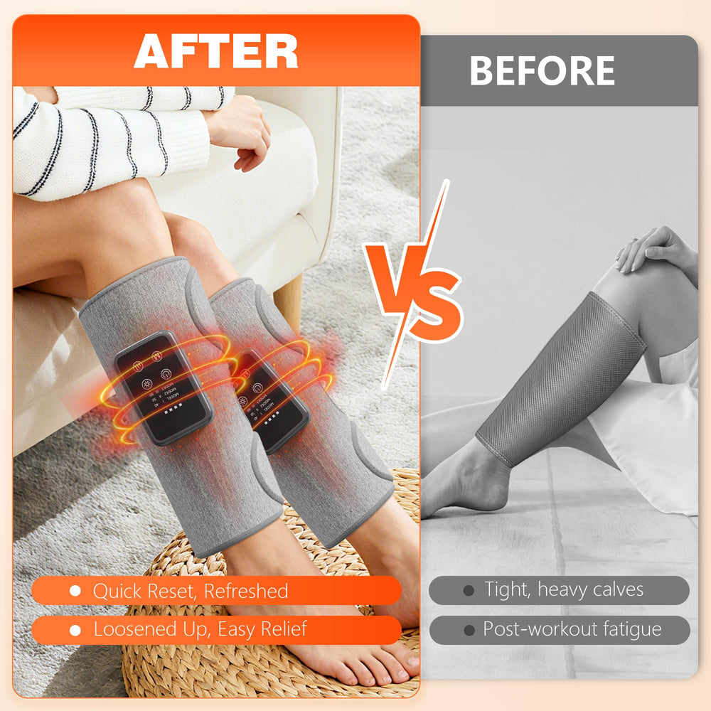 Adjustable wraps secure a comfortable fit for calves during use.