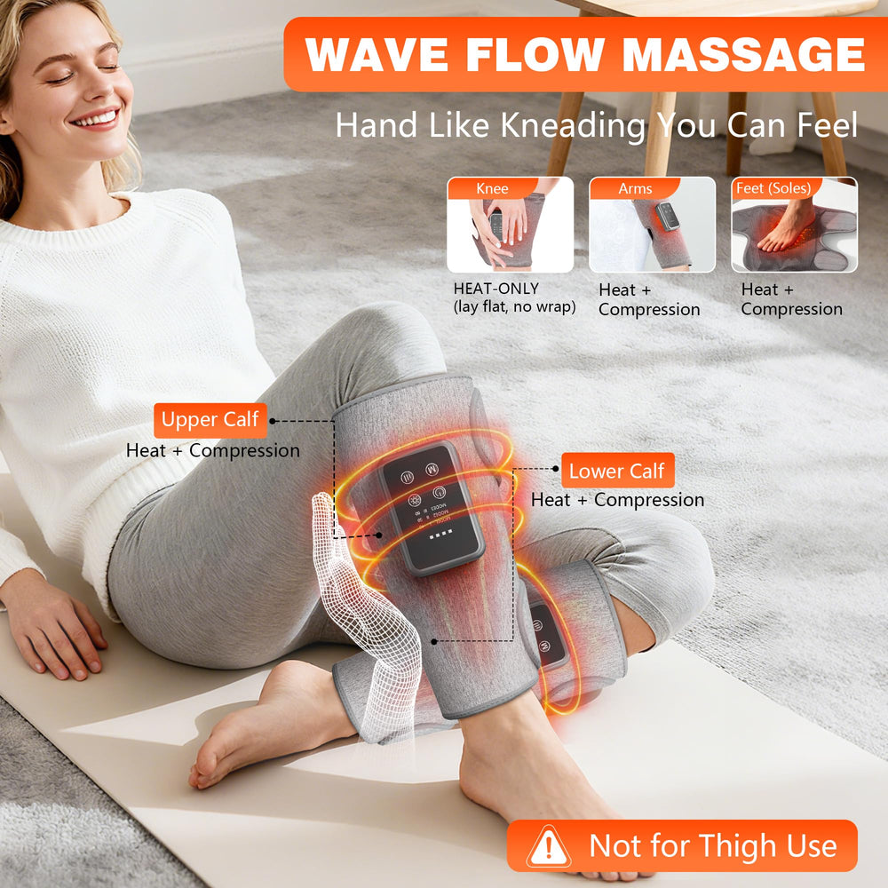 FLORAVIC calf massager with 3 modes for personalized relaxation sessions.