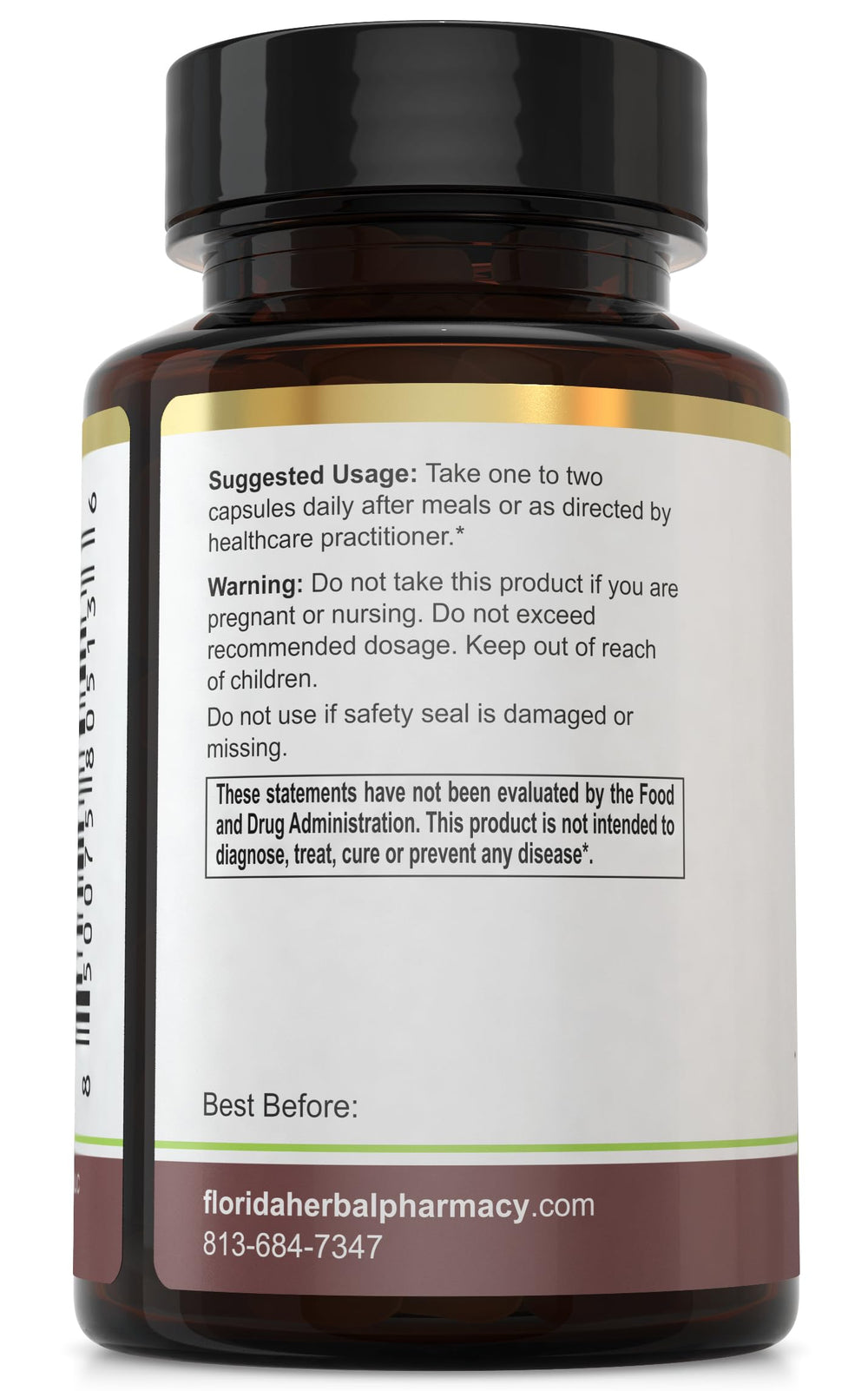 Florida Herbal Pharmacy chia seed extract capsules close-up for easy swallow.
