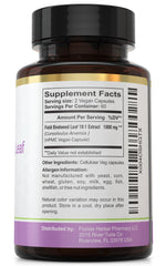 Florida Herbal Pharmacy daily dosage reminder card highlighting simple 1–2 capsules after meals.