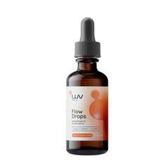 Flow Drops LUV Energy bottle pour showing convenient daily focus use.