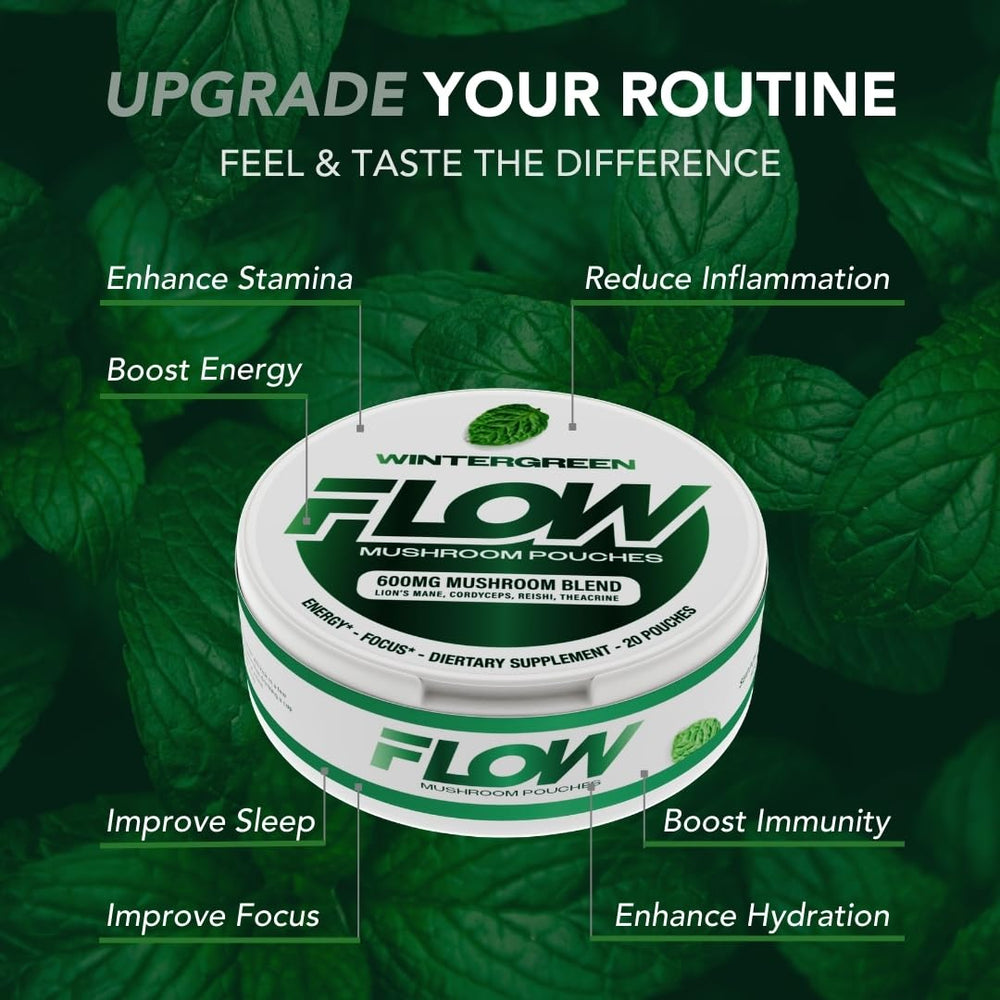 Flow Pouches display showing 5 can pack for convenient purchase