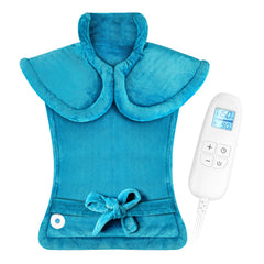 FluffyWarmth heating pad on neck and shoulders for targeted comfort