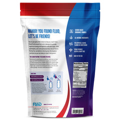 Fluid Performance powder scoop ready to mix for energy during workouts.