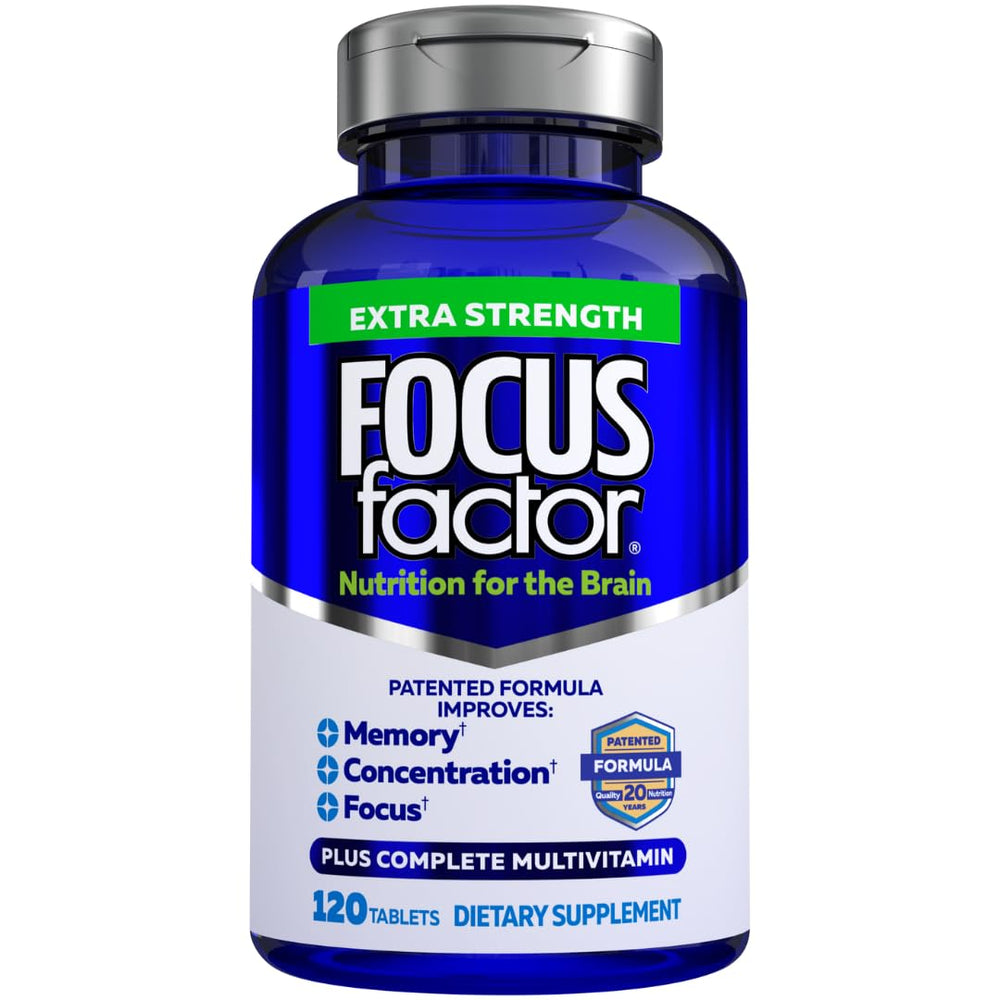 Focus Factor Adults Extra Strength bottle front view for daily brain support.