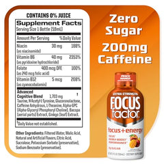 Focus Factor extra strength peach mango shot on the side for portable energy