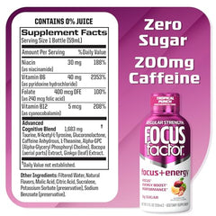 Focus Factor Focus + Energy Shot Tropical Punch pour showing liquid texture.