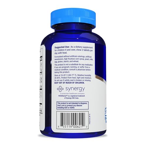 Close-up of Focus Factor Kids chewables chewable tablet for easy daily use