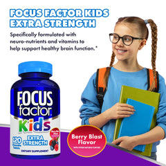 Packaging badge showing gluten-free and dairy-free on Focus Factor Kids chewables