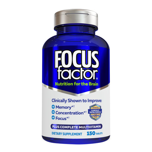 Focus Factor original bottle front view showcasing branding and daily brain support potential