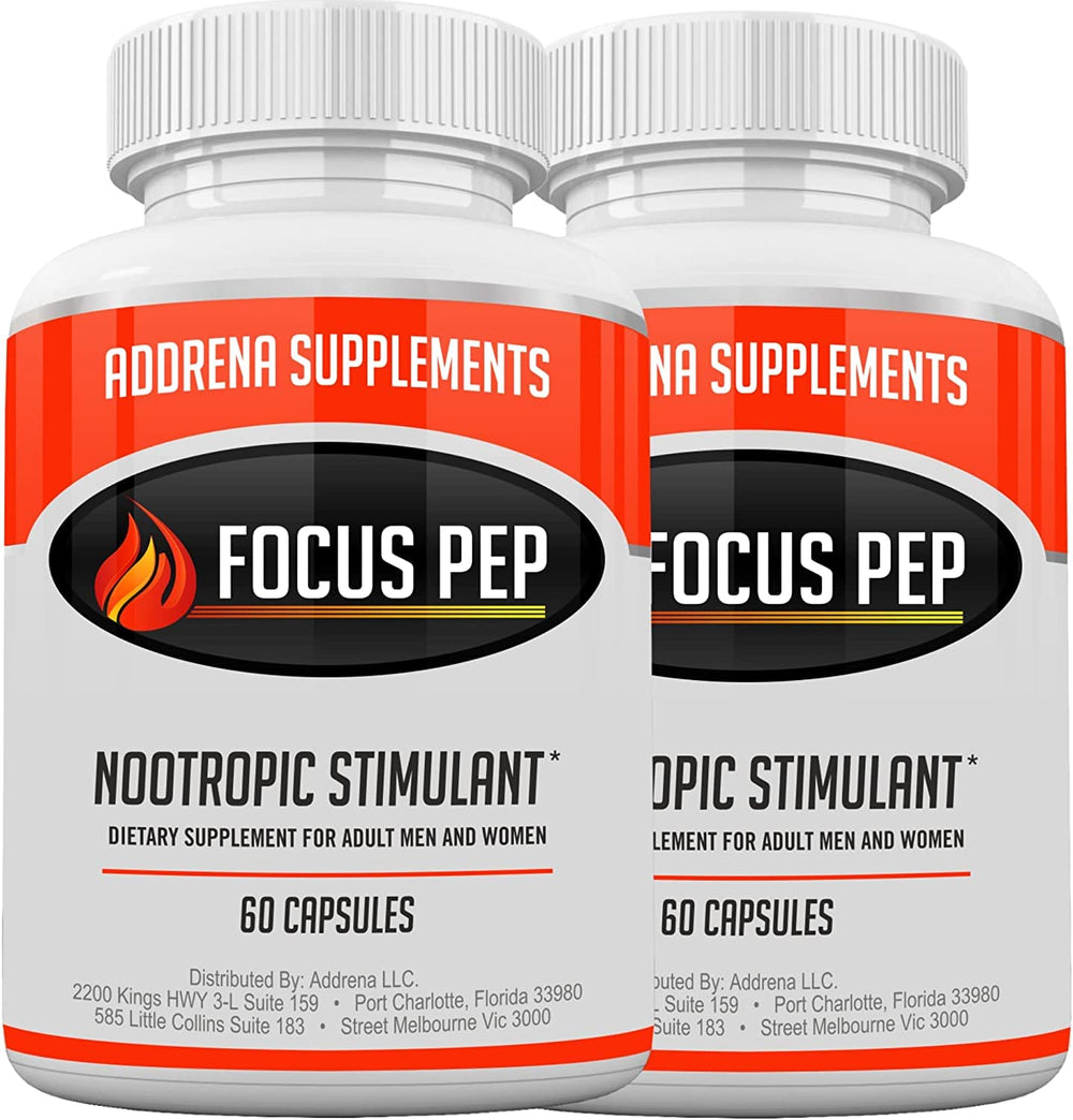 Focus Pep bottle front view highlights trusted branding and dosage.