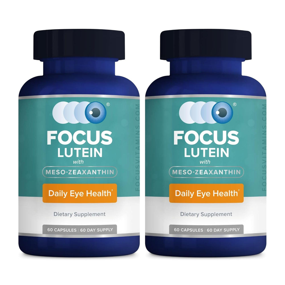 Focus Vision Supplements lutein bottle label, supporting macular health for everyday visual clarity.