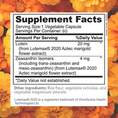 Focus Vision Supplements lutein tablets pour showing easy daily intake for eye comfort.
