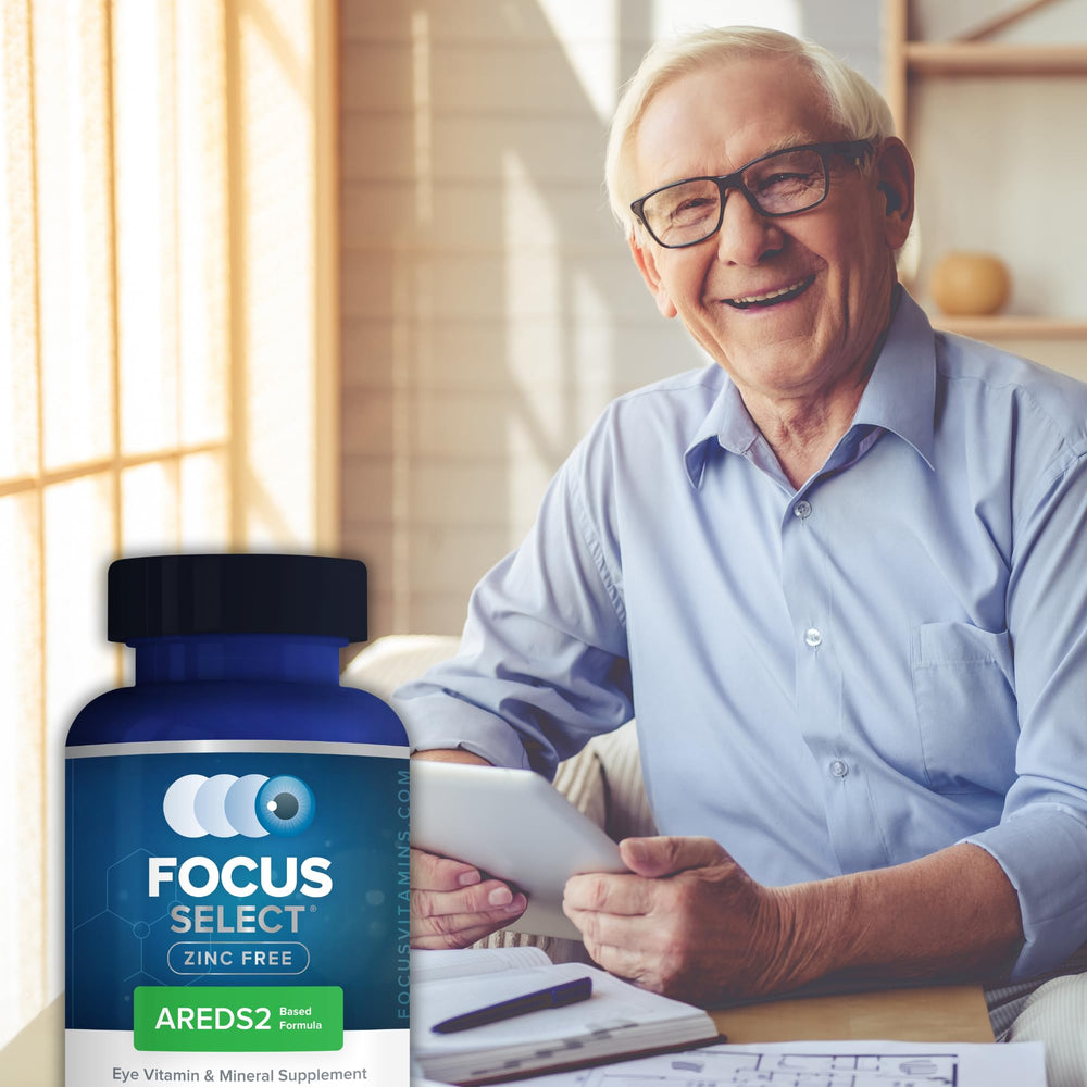 Focus Vision Focus Select Zinc Free label graphics confirming NSF-certified manufacturing.