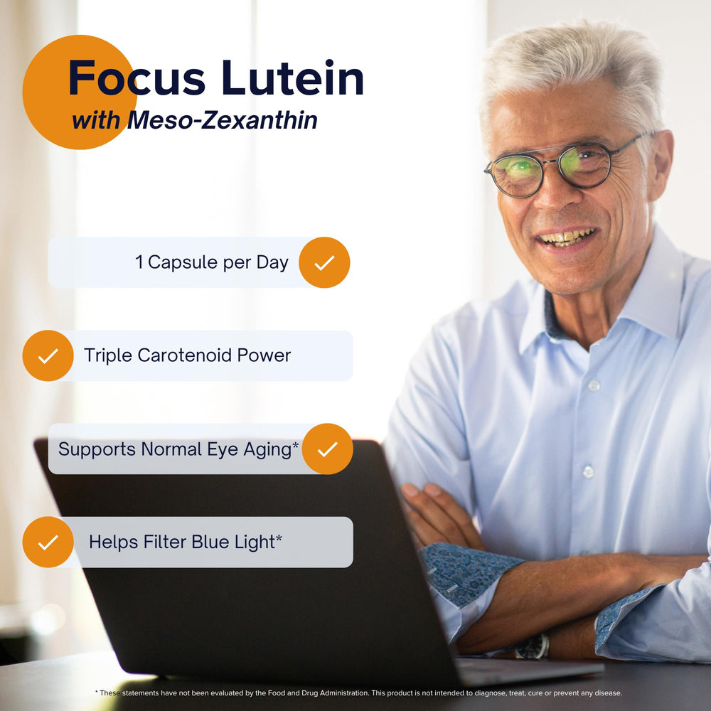 Focus Vision Supplements packaging box emphasizing Made in USA quality and natural eye support.