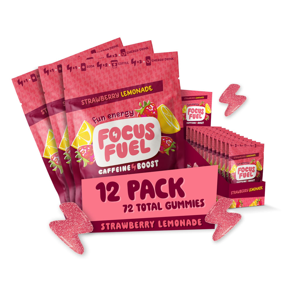 FocusFuel Energy Chews Strawberry Lemonade front pack for quick, flavorful daytime energy