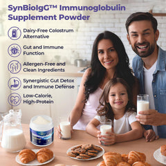 Fogoro IgG immunoglobulin smoothie-blend stirred into a glass of smoothie
