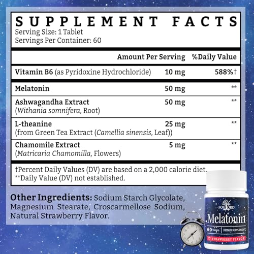 Fogoro Melatonin tablets in blister pack; convenient nightly dose.