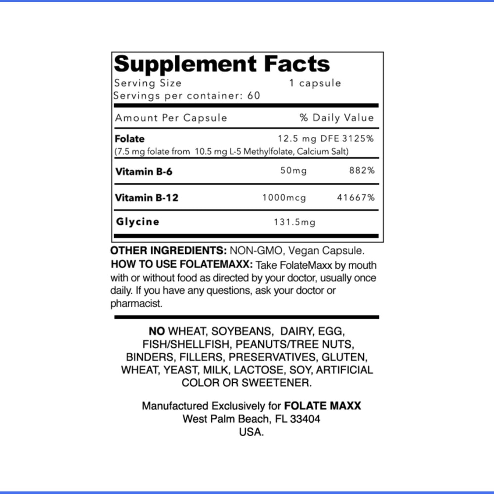 FOLATE MAXX dosing guide on box for routine