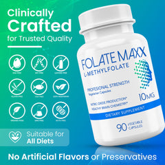 Visual highlighting FolateMaxx immune support features and non-GMO, vegan, gluten-free quality.