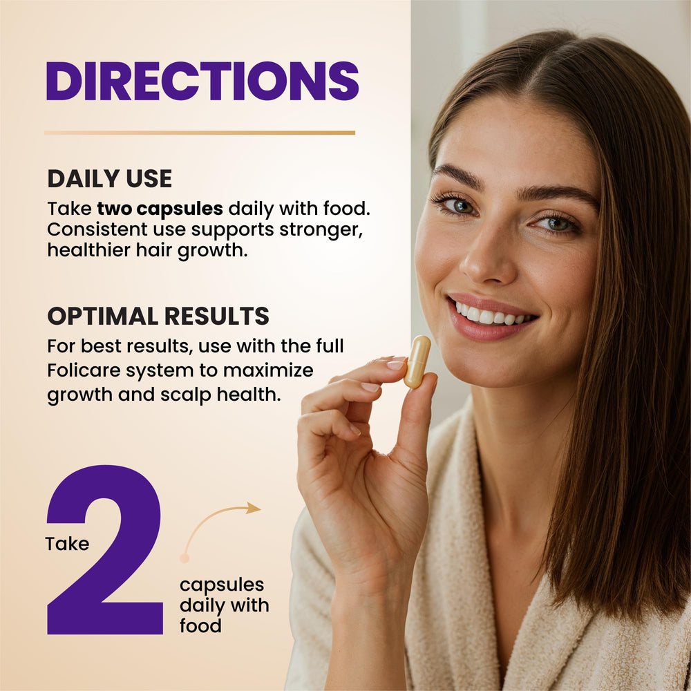 FOLICARE Daily routine capsules with a glass of water.