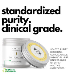 FOLIUS LABS Berberine HCl 97% ingredients image highlights vegan, non-GMO features.