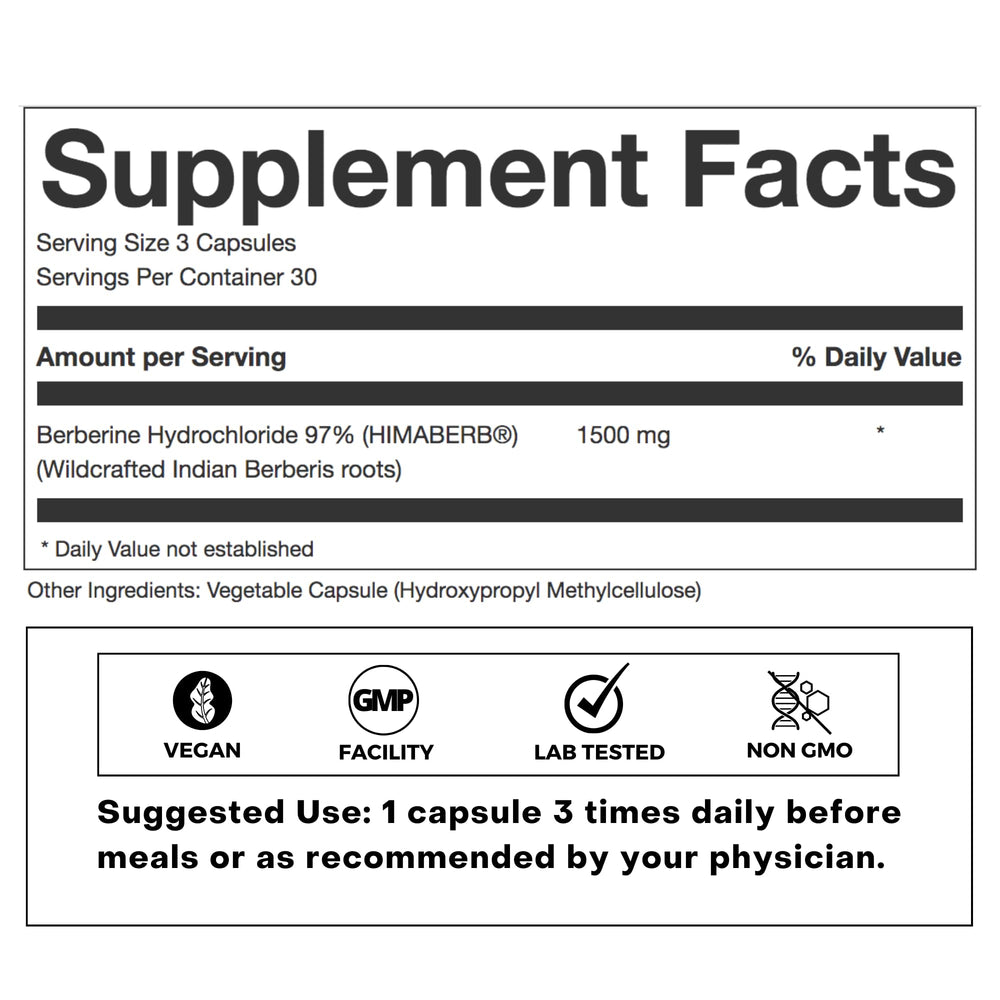 FOLIUS LABS Berberine capsules close-up highlighting 500mg high-strength serving
